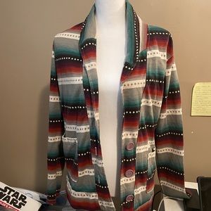 Cardigan shacket style button down shirt